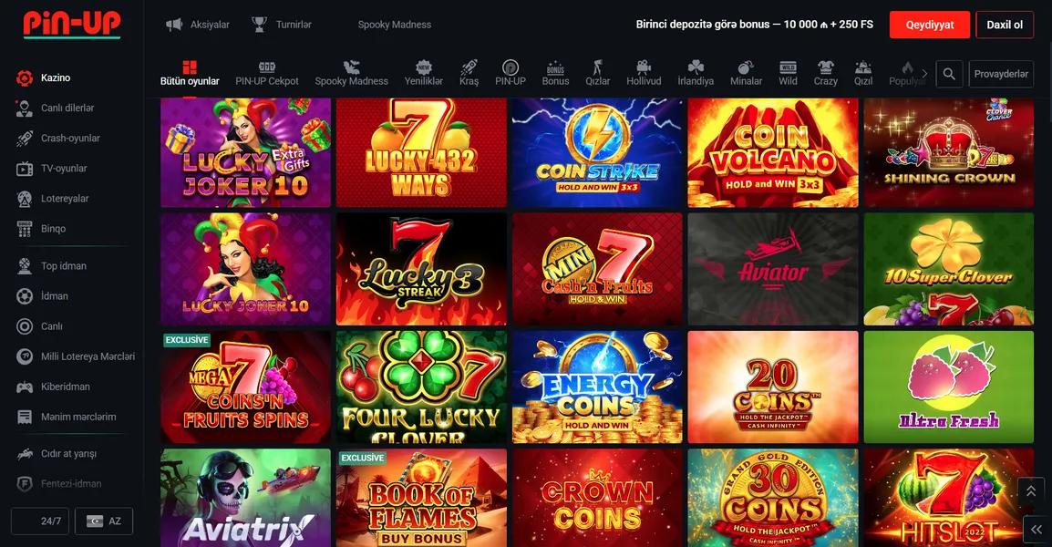 Pin Up Casino-da ən məşhur slotlar